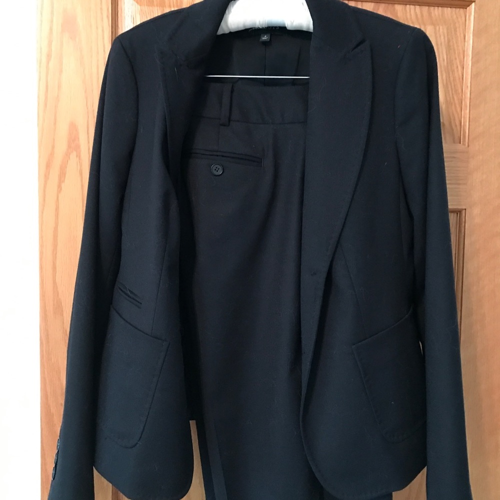 Talbots black wool suit jacket and slacks